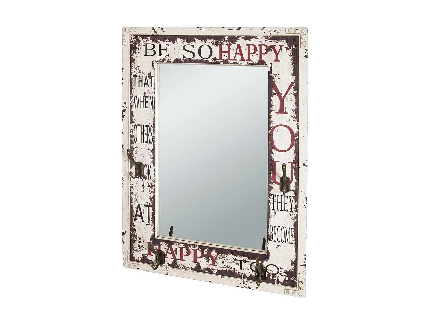 Design Wandspiegel mit Haken Schrift