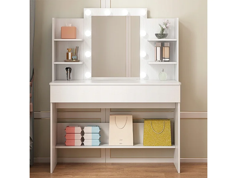 Toaletka kosmetyczna makijażu wizażu z lustrem led nowoczesna loft 110 cm