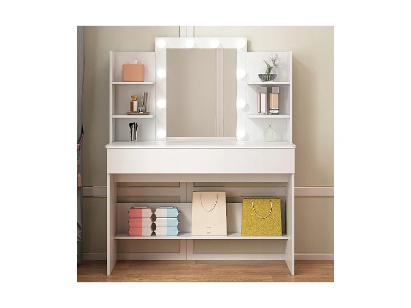 Kosmetik-Schminktisch mit LED-Spiegel, moderner Loft-Stil, 110 cm