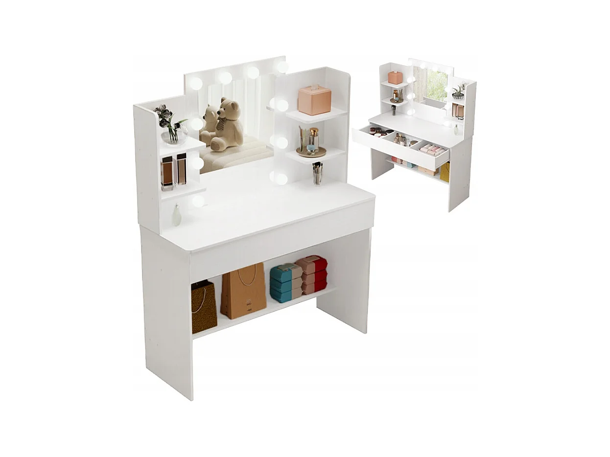 Kosmetik-Schminktisch mit LED-Spiegel, moderner Loft-Stil, 110 cm