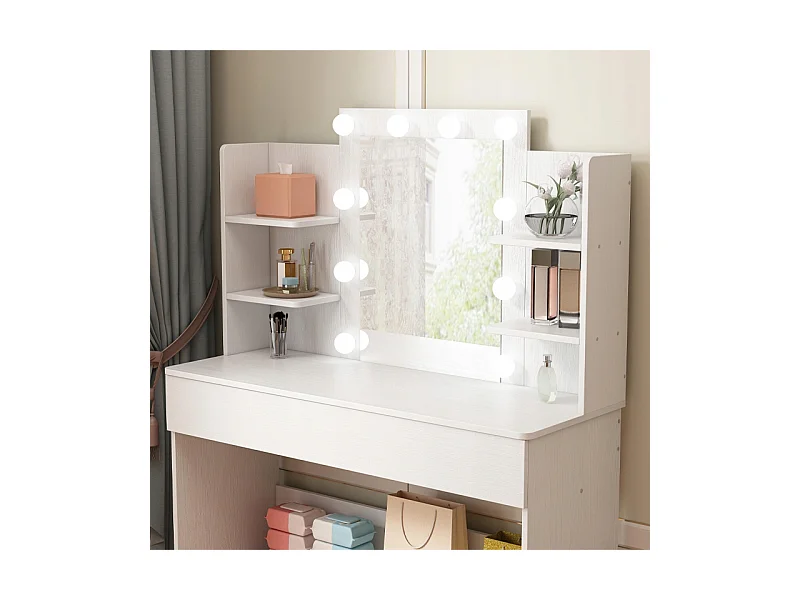 Kosmetik-Schminktisch mit LED-Spiegel, moderner Loft-Stil, 110 cm