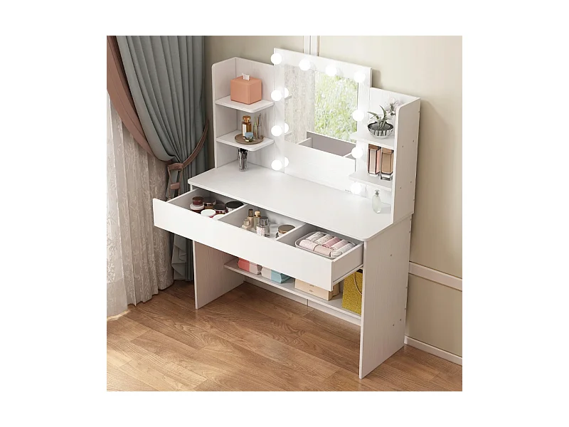 Kosmetik-Schminktisch mit LED-Spiegel, moderner Loft-Stil, 110 cm