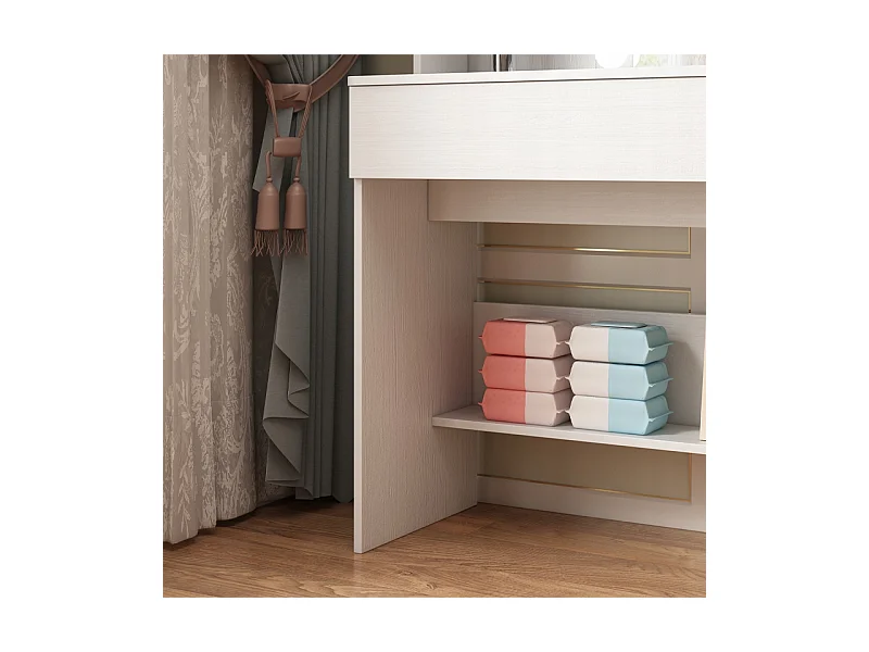 Kosmetik-Schminktisch mit LED-Spiegel, moderner Loft-Stil, 110 cm