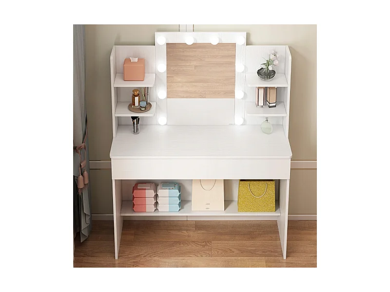 Kosmetik-Schminktisch mit LED-Spiegel, moderner Loft-Stil, 110 cm