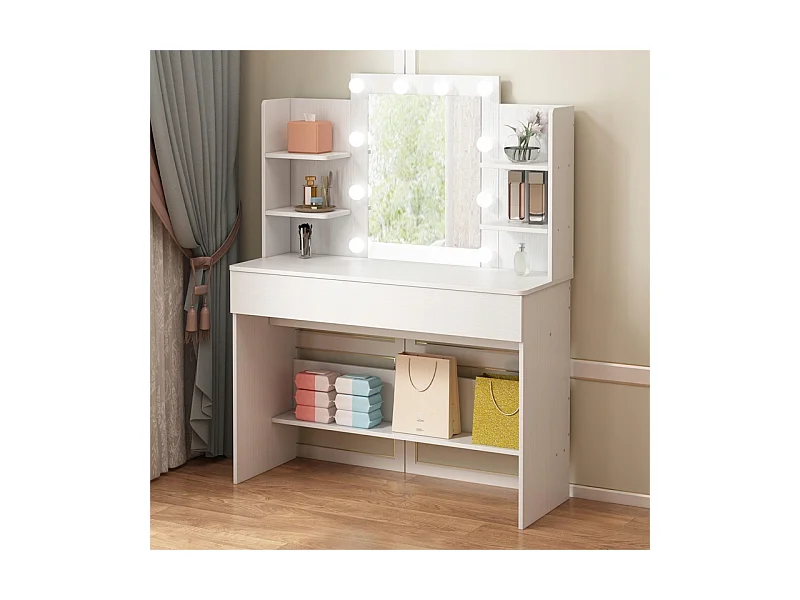 Kosmetik-Schminktisch mit LED-Spiegel, moderner Loft-Stil, 110 cm