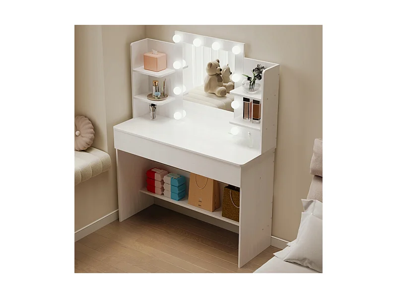 Kosmetik-Schminktisch mit LED-Spiegel, moderner Loft-Stil, 110 cm