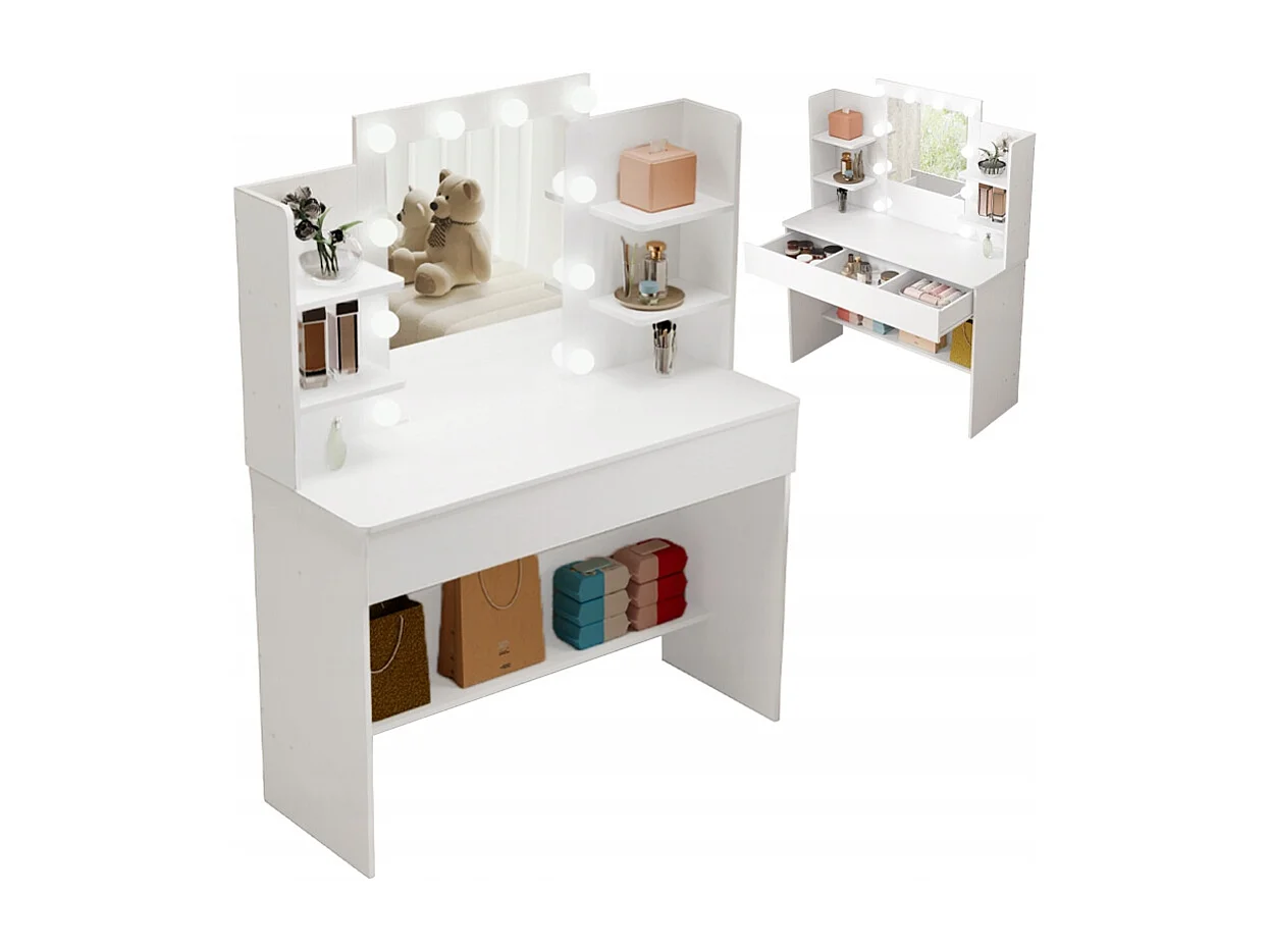 Kosmetik-Schminktisch mit LED-Spiegel, moderner Loft-Stil, 110 cm