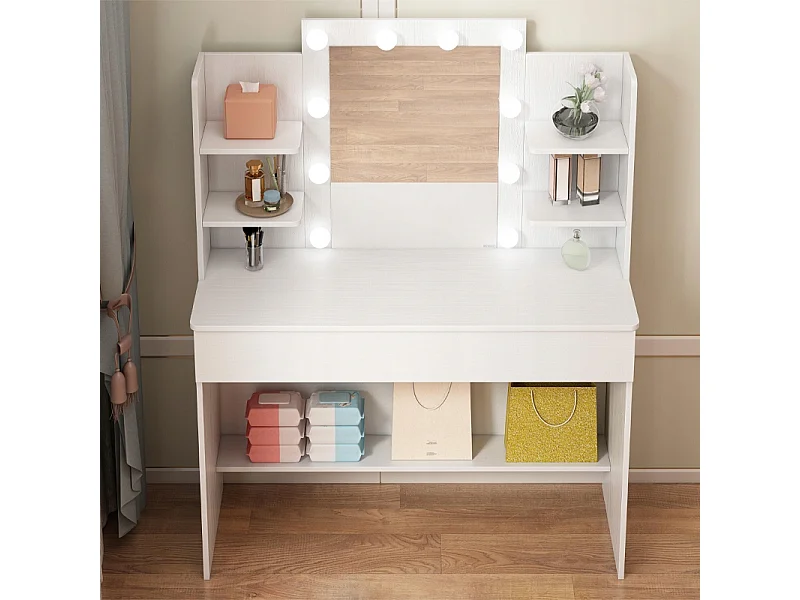 Kosmetik-Schminktisch mit LED-Spiegel, moderner Loft-Stil, 110 cm