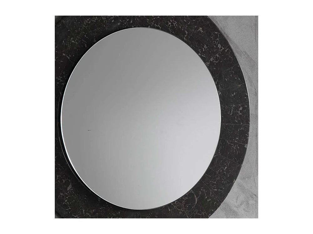 Runder Wandspiegel mit Steinrahmen Dunkelgrau und Beige