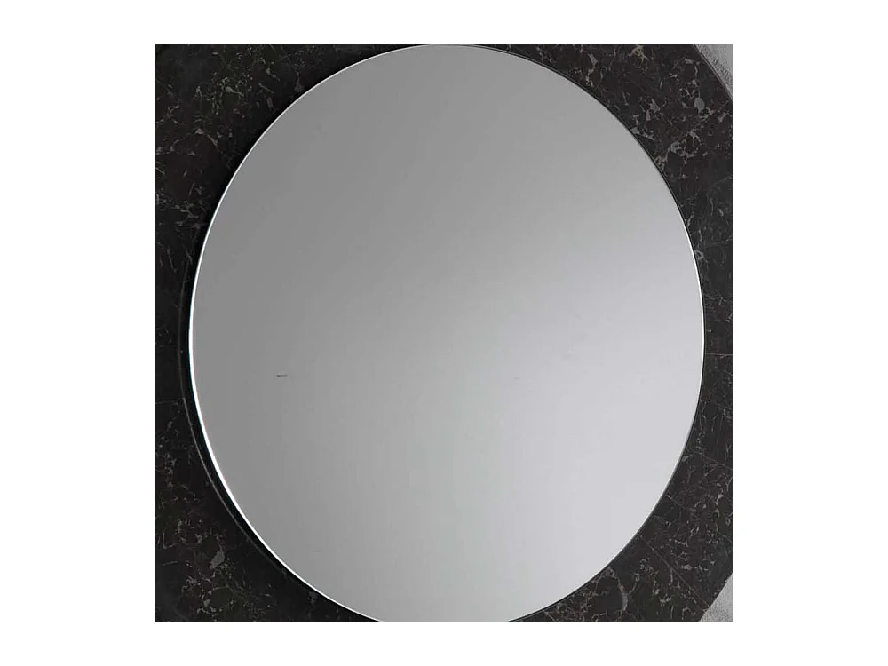 Runder Wandspiegel mit Steinrahmen Dunkelgrau und Beige