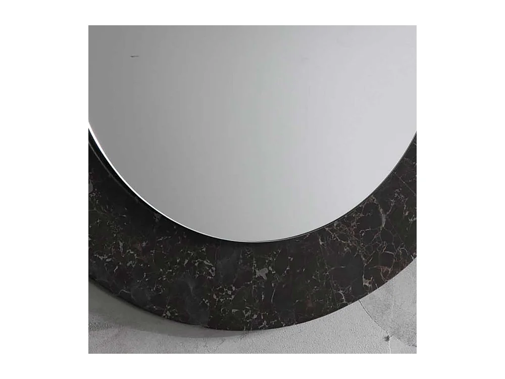 Runder Wandspiegel mit Steinrahmen Dunkelgrau und Beige