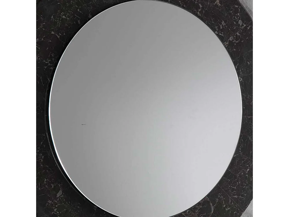 Runder Wandspiegel mit Steinrahmen Dunkelgrau und Beige