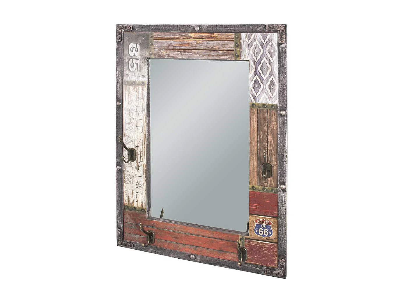 Garderobenspiegel mit Haken Vintage Look