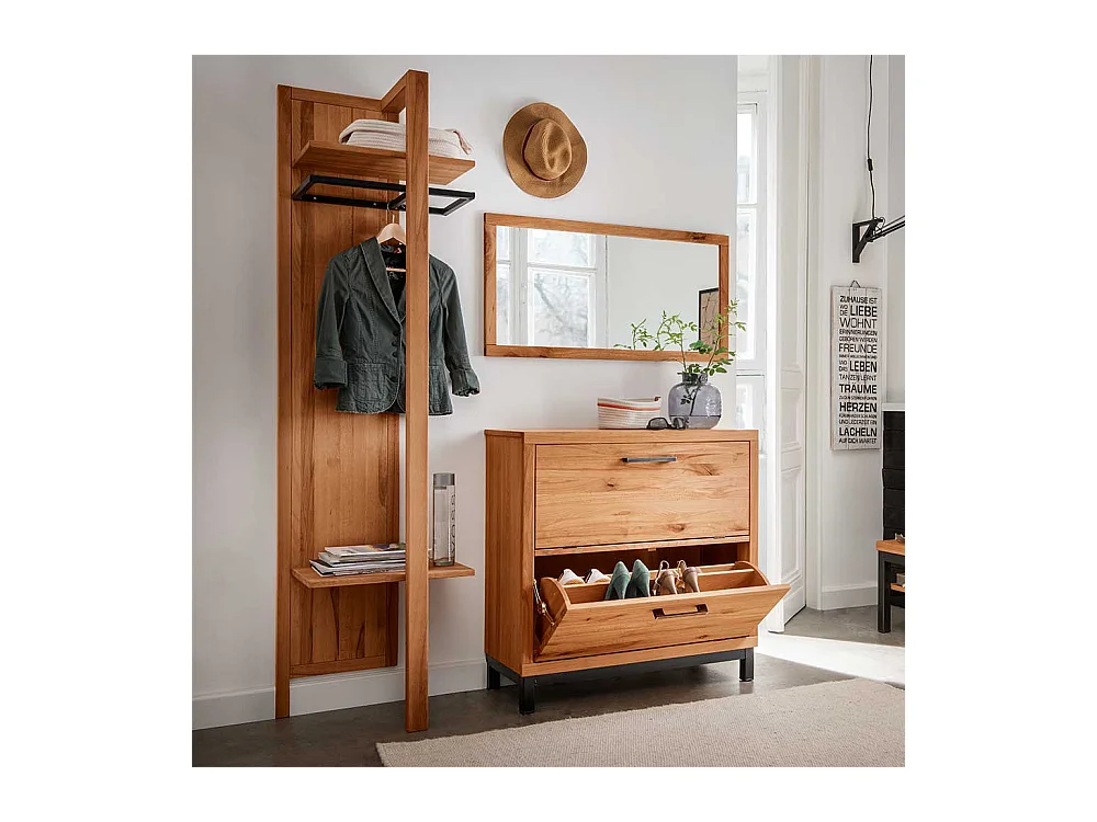 Garderoben Wandspiegel mit Holzrahmen Kernbuche Massivholz