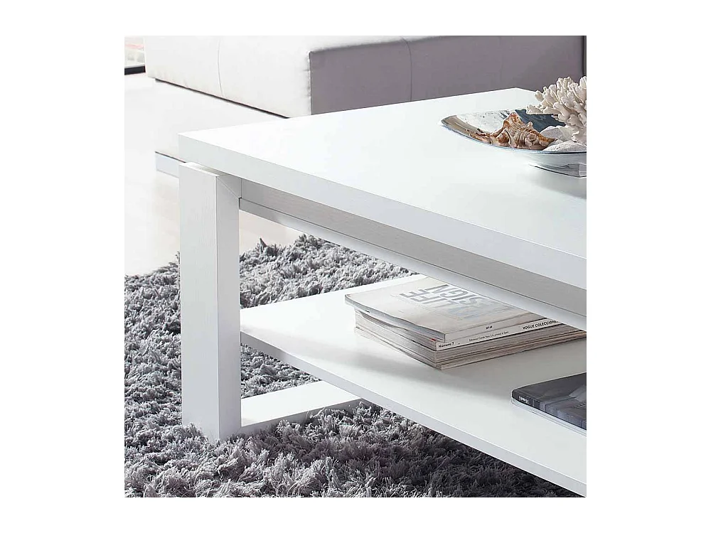 Stauraum Couchtisch in Weiß Tischplatte hochklappbar