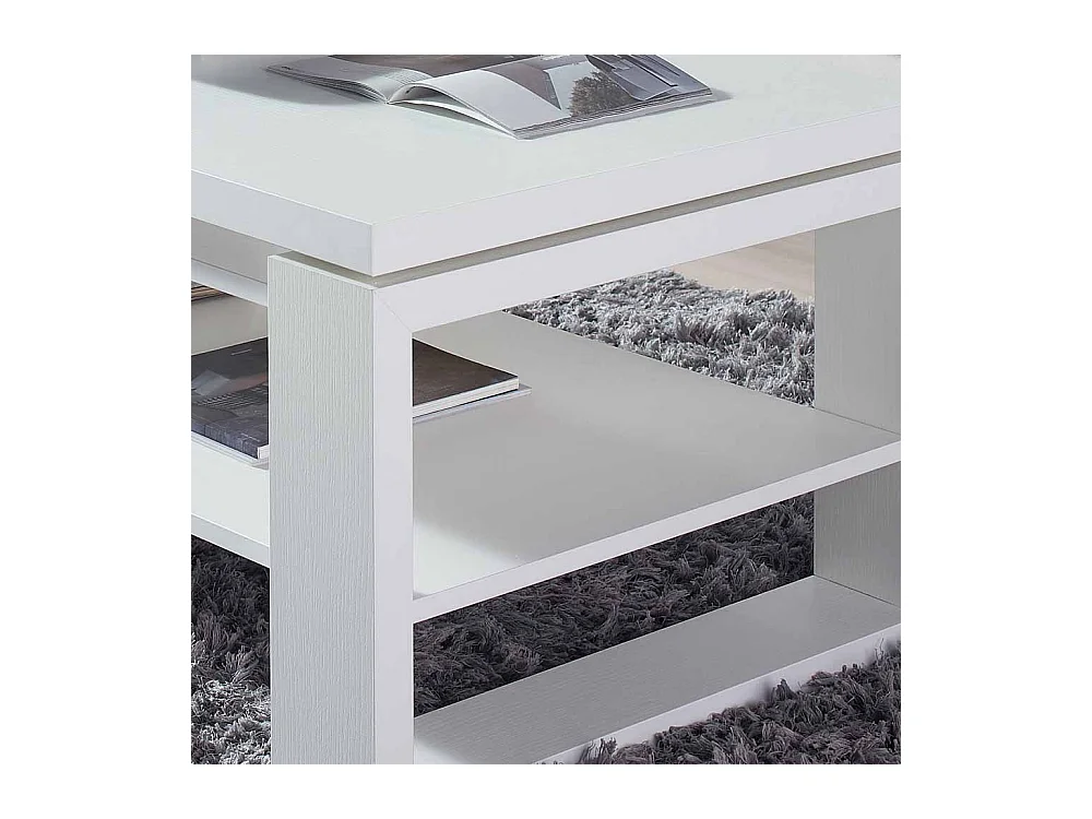 Stauraum Couchtisch in Weiß Tischplatte hochklappbar