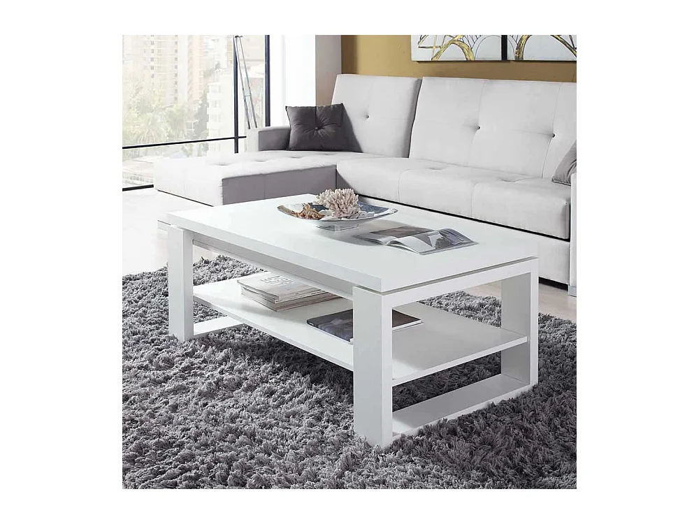 Stauraum Couchtisch in Weiß Tischplatte hochklappbar