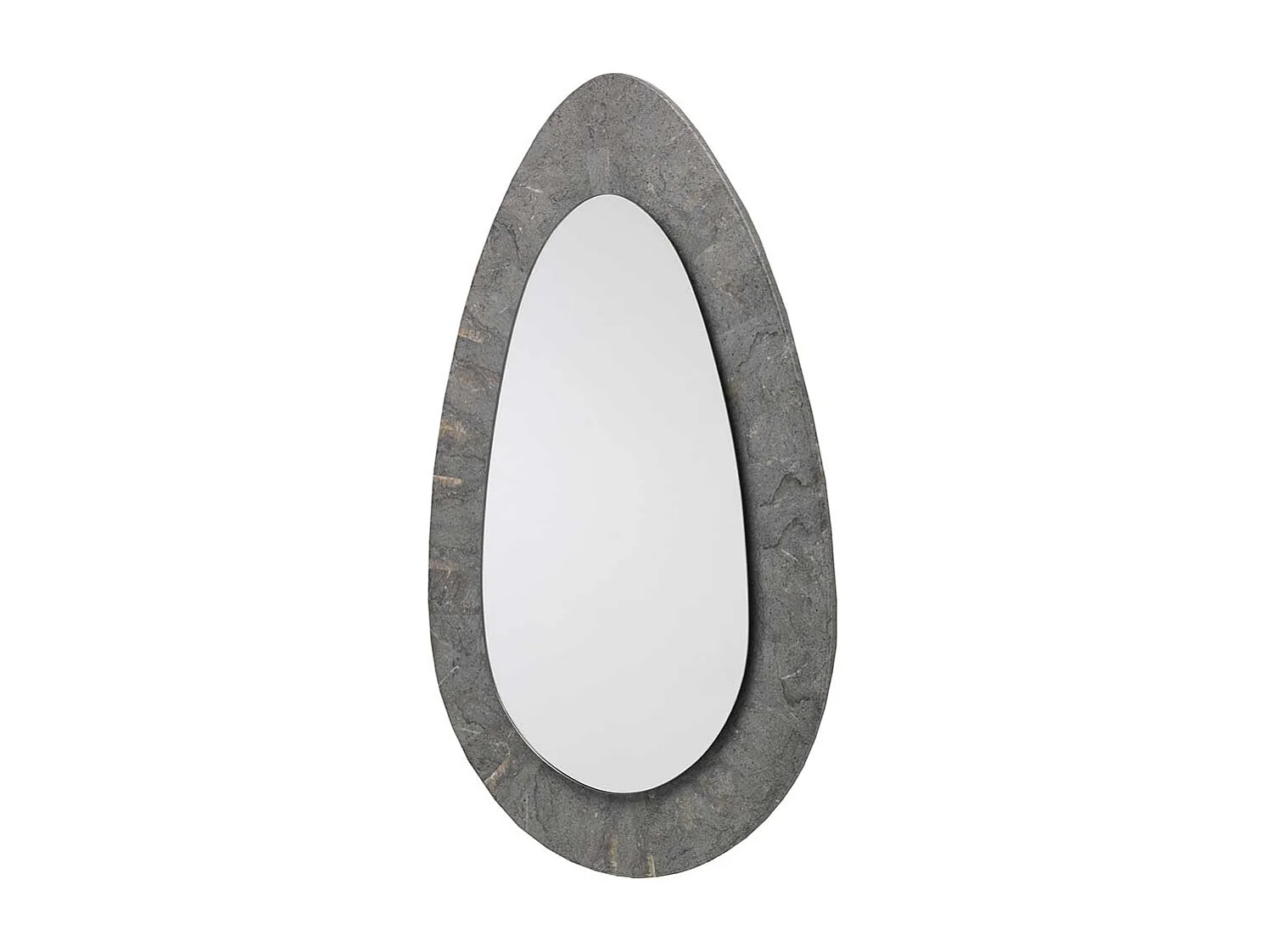 Grauer Flurspiegel mit Steinrahmen ovale Form