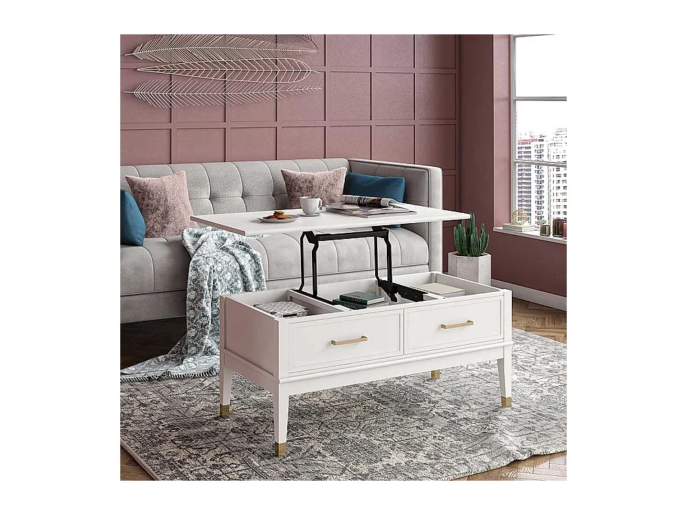 Couchtisch Platte hochklappbar im Landhausstil 106 cm breit