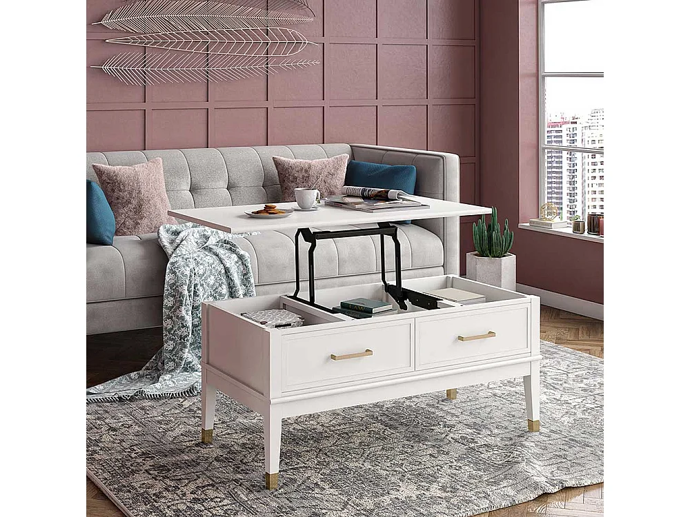 Couchtisch Platte hochklappbar im Landhausstil 106 cm breit