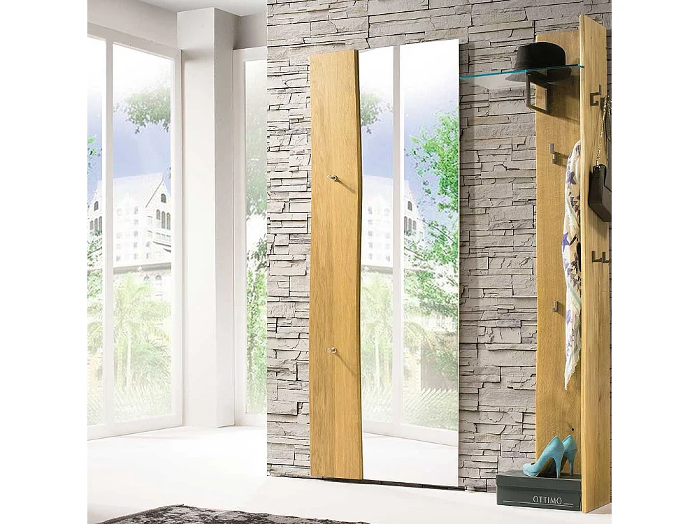 Design Wandspiegel mit Haken und Baumkante 70 cm breit