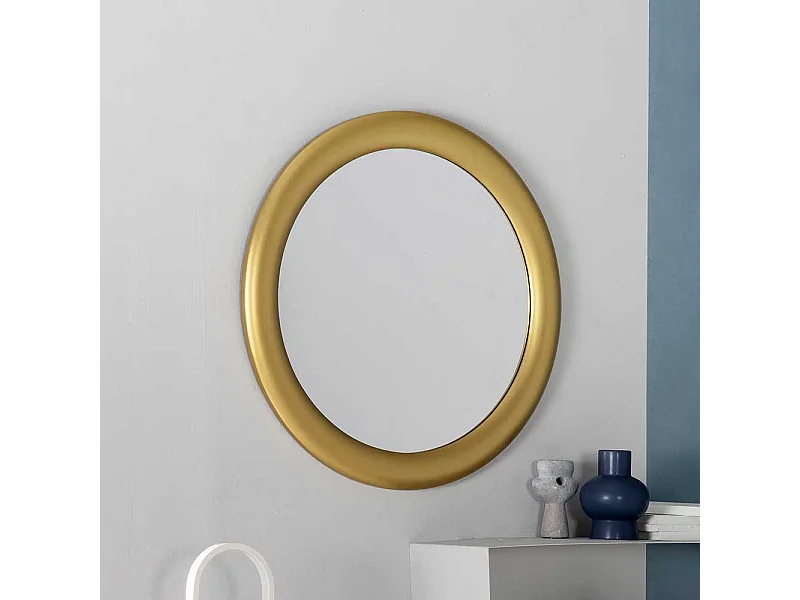 Runder Wandspiegel modern in Goldfarben 80 cm Durchmesser