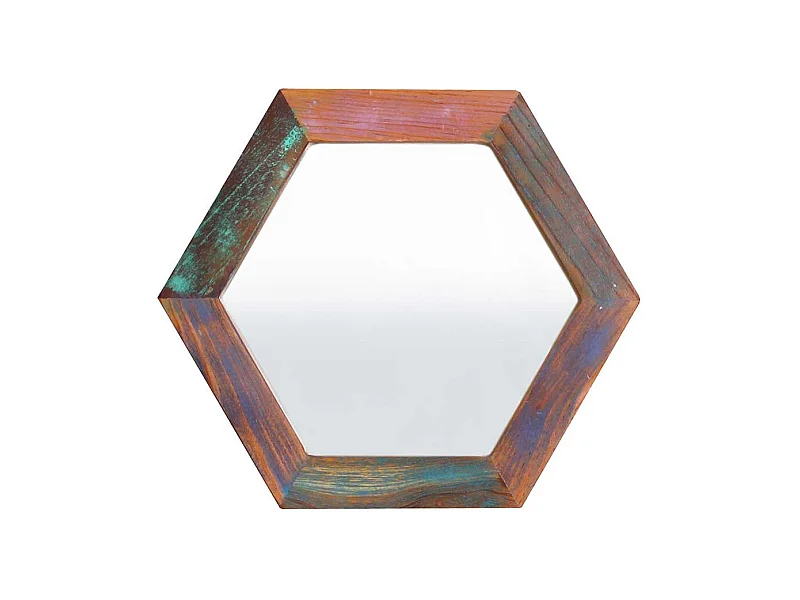 Shabby chic Wandspiegel in Bunt Recyclingholz