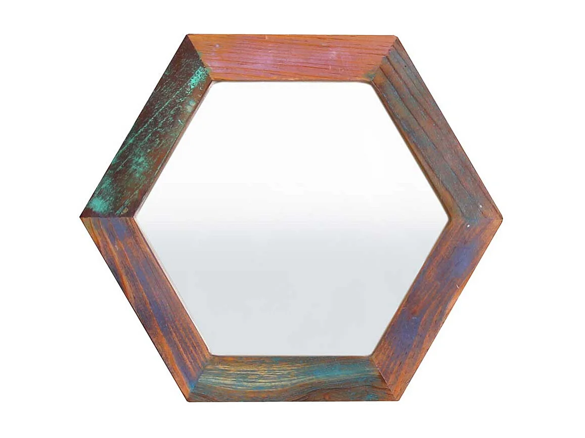 Shabby chic Wandspiegel in Bunt Recyclingholz