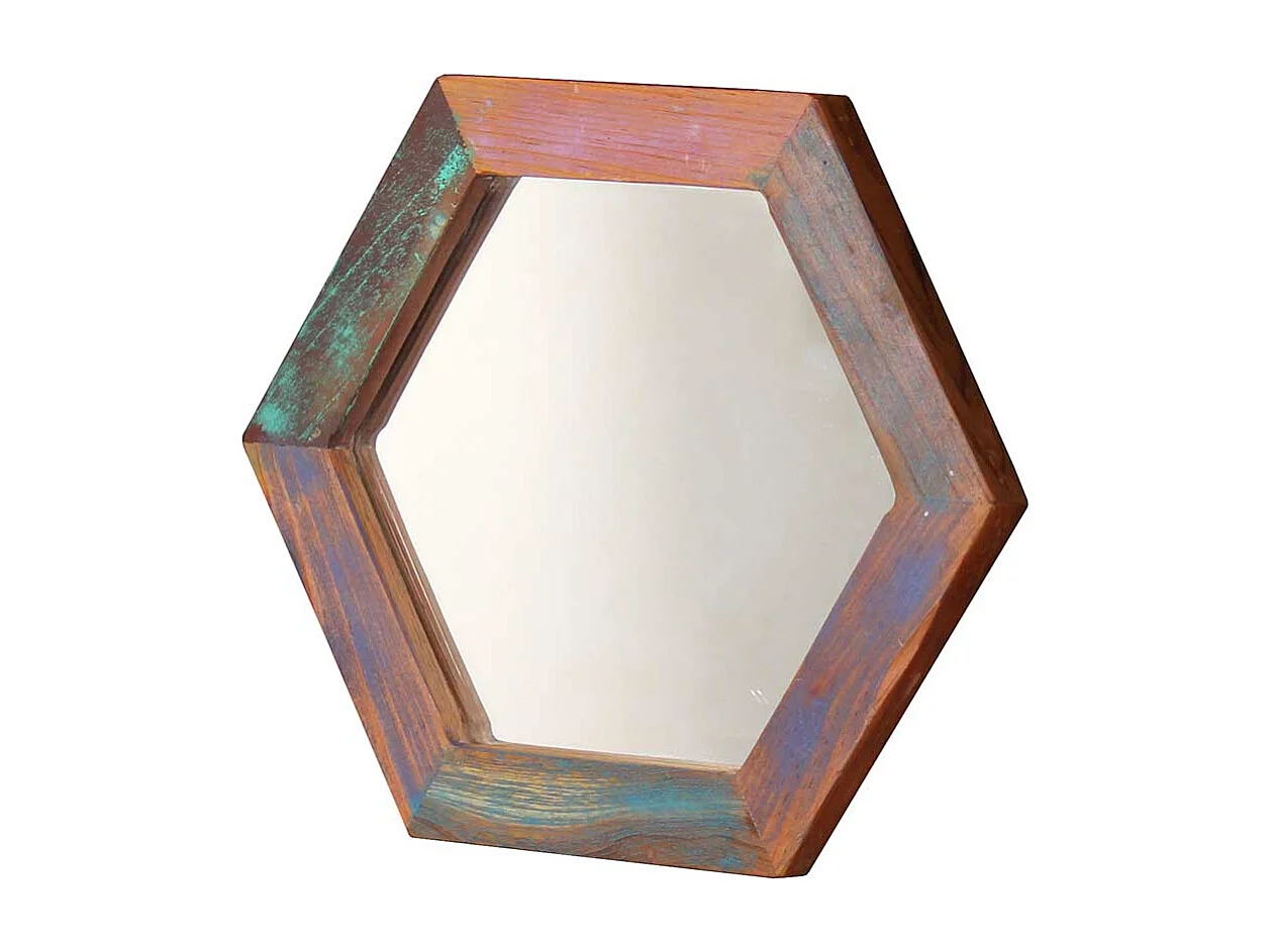 Shabby chic Wandspiegel in Bunt Recyclingholz