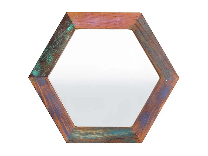 Shabby chic Wandspiegel in Bunt Recyclingholz