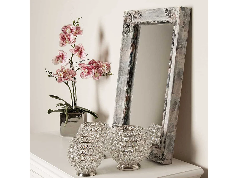 Dielenspiegel im Shabby Chic Stil Grey Wash Holzrahmen