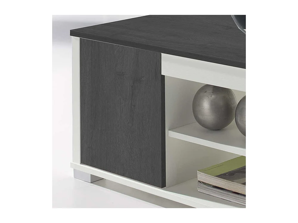 Sofatisch in Schwarzgrau und Weiß hochklappbarer Tischplatte