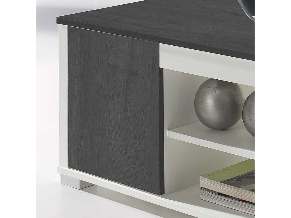 Sofatisch in Schwarzgrau und Weiß hochklappbarer Tischplatte
