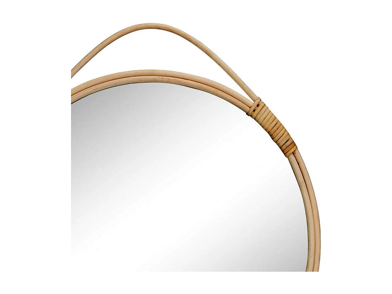 Rattan Garderoben Spiegel im Skandi Design 50 cm breit