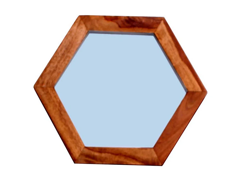 Garderobenspiegel in Akaziefarben sechseckiger Form