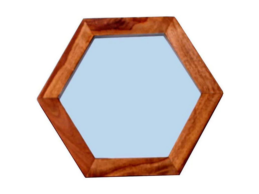 Garderobenspiegel in Akaziefarben sechseckiger Form