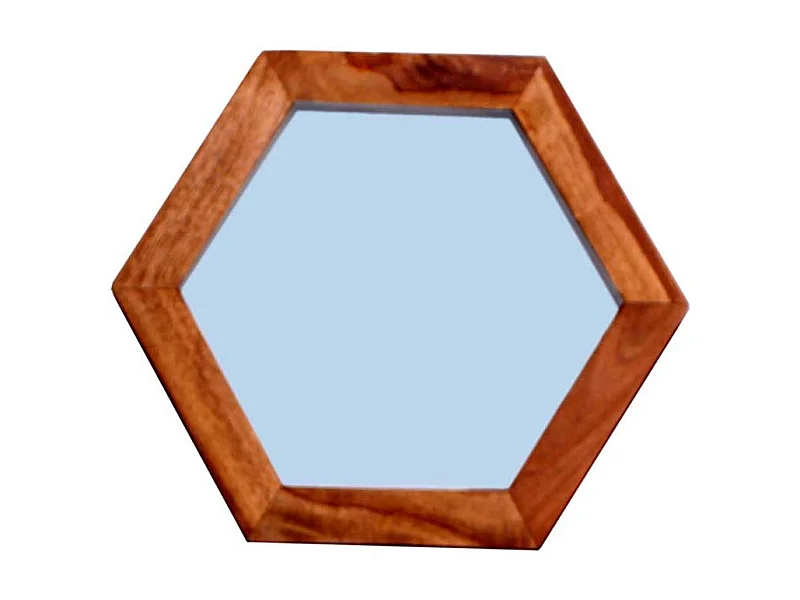 Garderobenspiegel in Akaziefarben sechseckiger Form