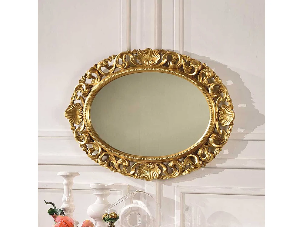 Design Spiegel in Goldfarben ovale Form