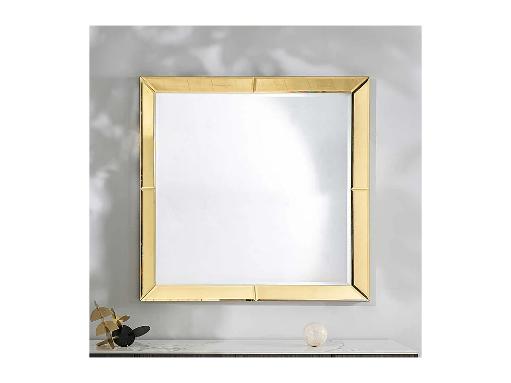 Glasspiegel Goldfarben mit Facettenschliff die Wandmontage