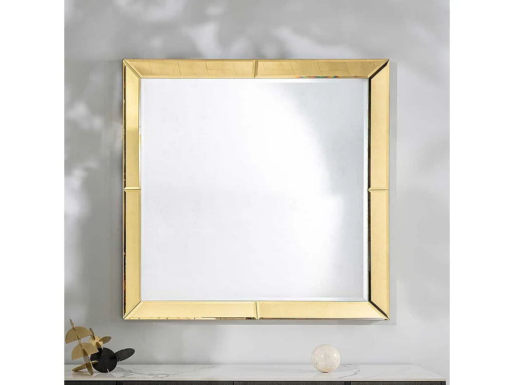 Glasspiegel Goldfarben mit Facettenschliff die Wandmontage