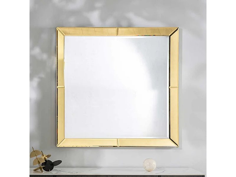 Glasspiegel Goldfarben mit Facettenschliff die Wandmontage