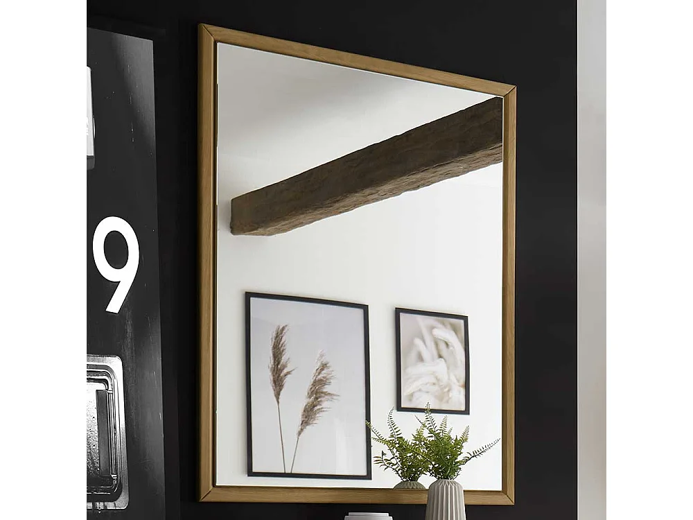 Wandspiegel in Wildeiche Bianco massiv 95 cm hoch