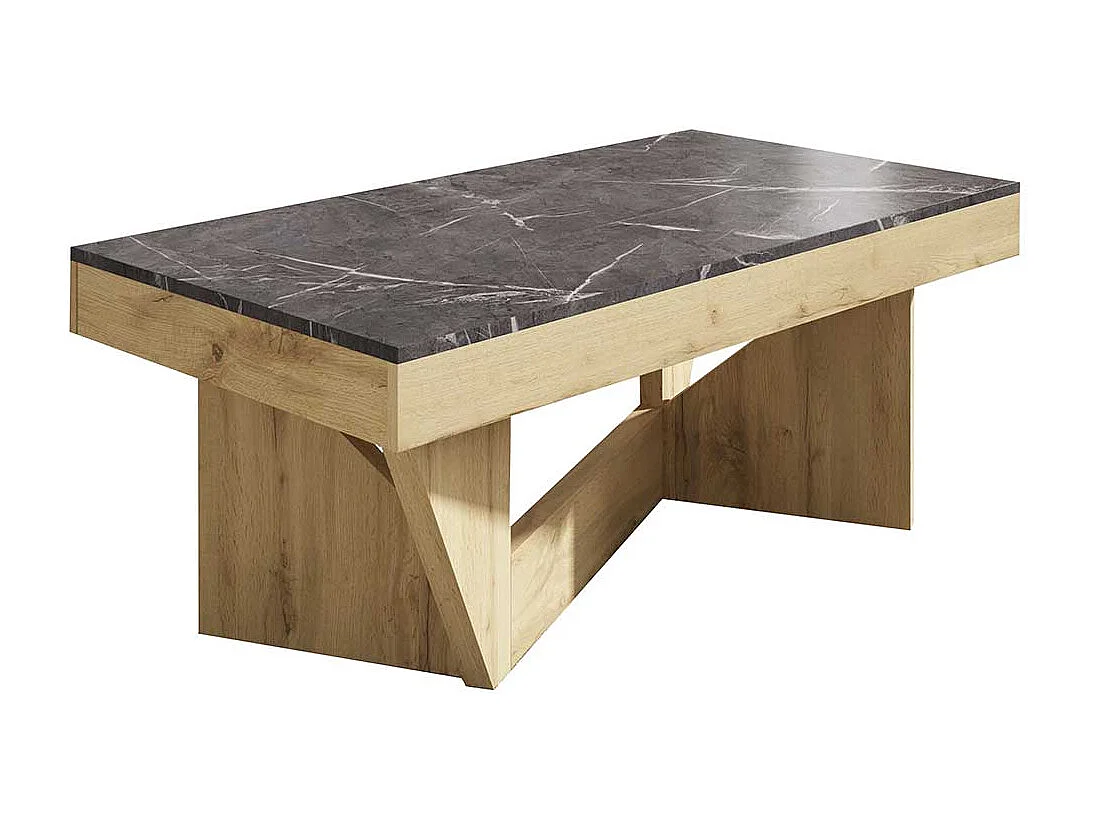 Salontisch in Dunkelgrau und Wildeiche Optik hochklappbarer Tischplatte