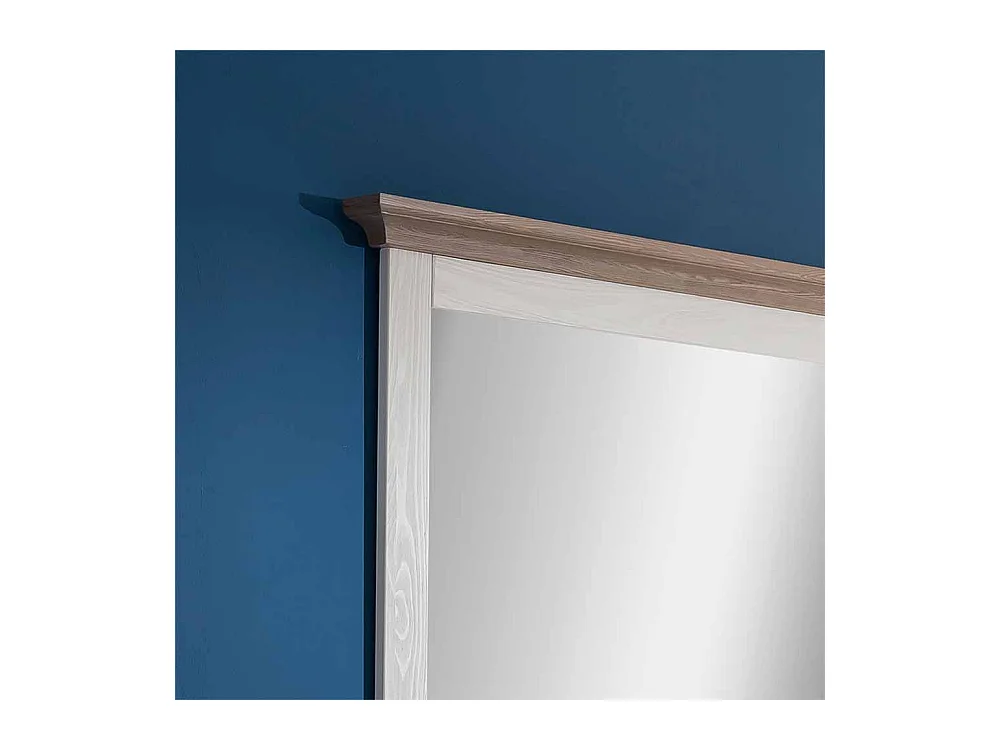 Garderobenspiegel in Weiß Taupe Pinie Massivholz