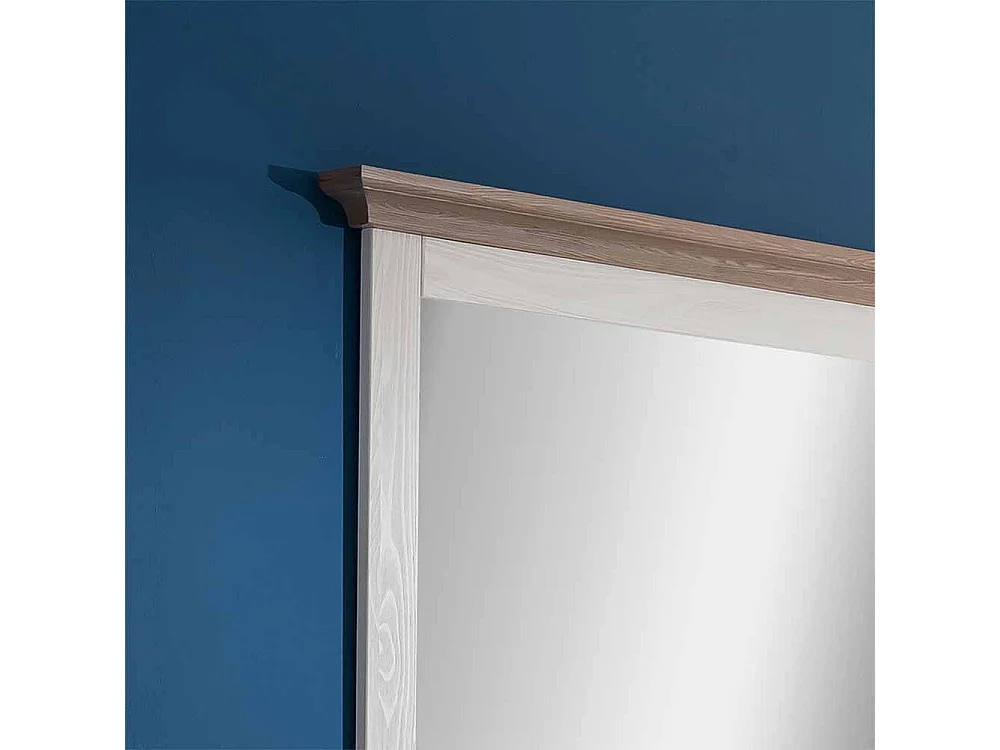 Garderobenspiegel in Weiß Taupe Pinie Massivholz