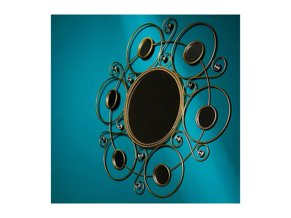 Goldfarbiger Spiegel für die Wandmontage Metallrahmen