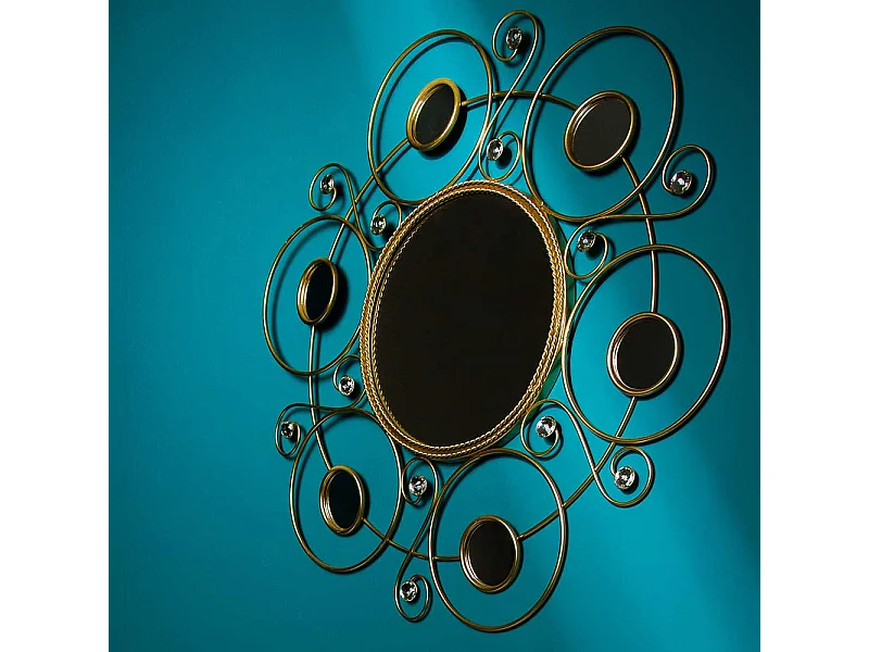 Goldfarbiger Spiegel für die Wandmontage Metallrahmen