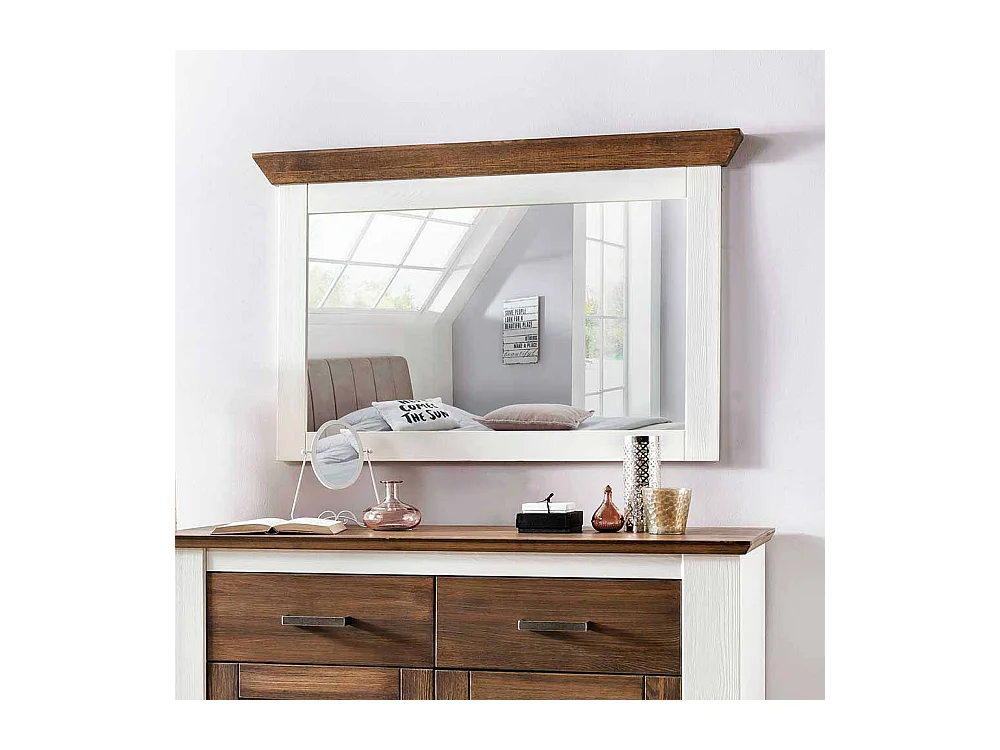 Schlafzimmerspiegel in Weiß Braun Kiefer Massivholz