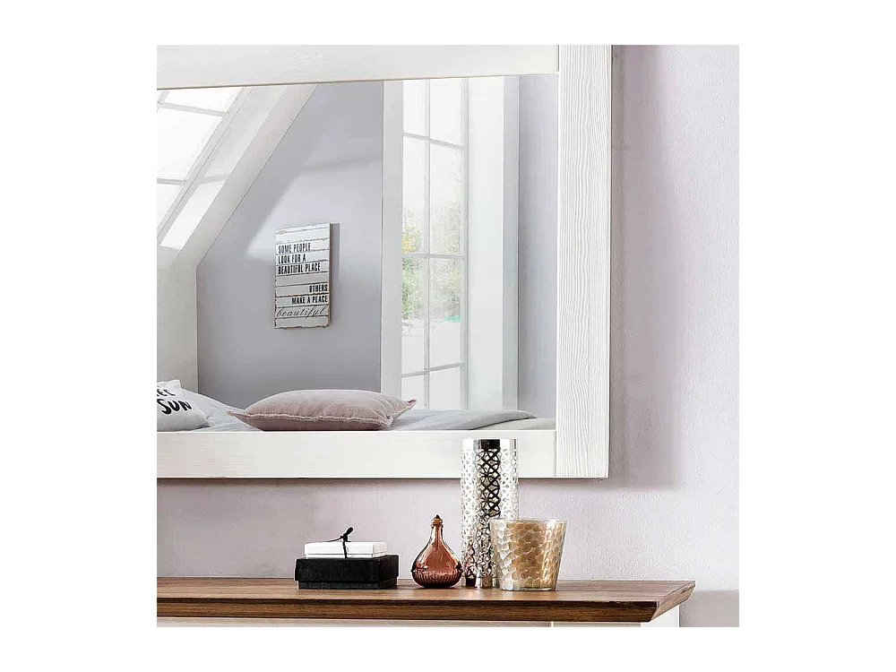 Schlafzimmerspiegel in Weiß Braun Kiefer Massivholz