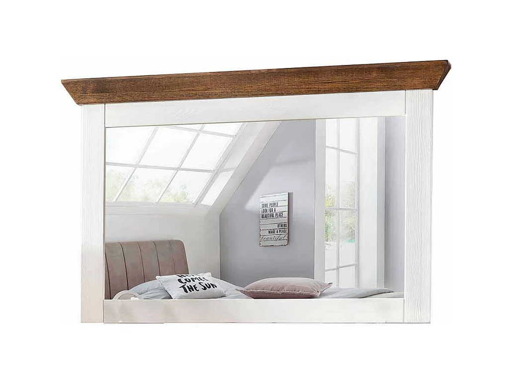 Schlafzimmerspiegel in Weiß Braun Kiefer Massivholz